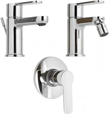 Produktbild von Badarmaturen-Set aus verchromtem Messing für Waschtisch, Bidet und Unterputz-Dusche | Nora
