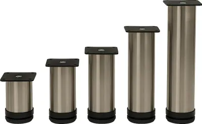 Produktbild von Möbelfuß höhenverstellbar Edelstahl Ø 50 mm – 80–200 mm – stabile Schrankfüße & Möbelbeine – 4er Set – wählbare Höhe