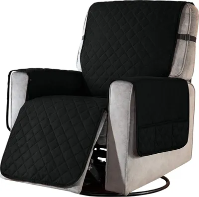 Produktbild von Sesselbezug mit Taschen, Einzelsofa-Sesselschutz mit Aufbewahrungstaschen, waschbarer Sesselbezug für Fernsehsessel, Grau S
