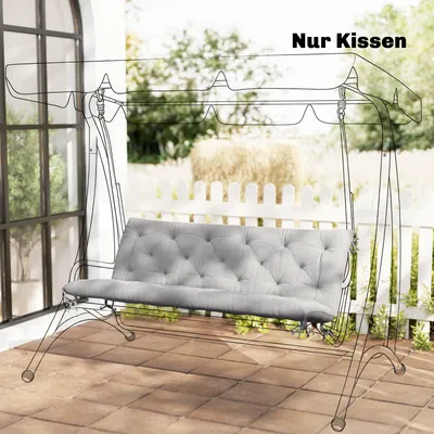 Produktbild von Bankauflage mit Rückenlehne, Sitzpolster Hollywoodschaukel, 3-Sitzer, Schaumstoff, Hellgrau | 150 x 98 x 8 cm | 6 Befestigungsbänder | 3,8 kg