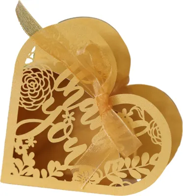 Produktbild von 50pcs Herzform Hochzeit Süßigkeiten Boxen, Luxus Lase Cut Party Hochzeit Gunst Band Süßigkeiten Boxen Geschenk Box Tischdekorationen