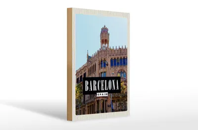 Produktbild von Holzschild Reise 20x30cm Barcelona Spanien Sargrada Reise
