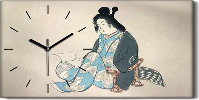 Produktbild von Küchenuhr Bürouhr Leinwand Uhr 60x30 Malerei Asiatischer Frauen Kimono Kunst - schwarze Hände