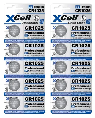 Zdjęcie produktu dla 10x litowe ogniwo guzikowe CR1025 XCell 3V/25mAh (2x opakowanie 5 szt.)