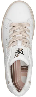 Immagine prodotto di Scarpa da ginnastica con zeppa da donna Tamaris, realizzata in pregiata combinazione di materiali in pelle, modello 1-23730-47, taglia: 39 EU, colore: bianco