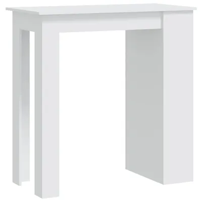 A white bar table with a shelf on a white background.