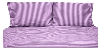 Produktbild von Gestreifte Bettwäsche mit Reißverschluss 200x200 cm, 2x Kissenbezug 80x80 cm Lila