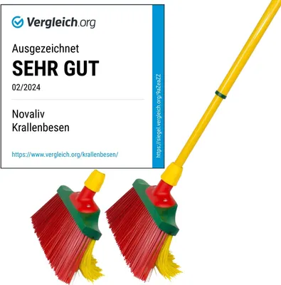 Produktbild von Novaliv Krallenbesen Set 30 cm Holz mit Teleskopstiel gebogenen Borsten Gartenbesen Straßenbesen Kehrbesen Laubbesen (2, Krallenfeger)