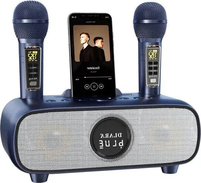 Immagine prodotto di Set microfono karaoke Bluetooth blu per adulti e bambini