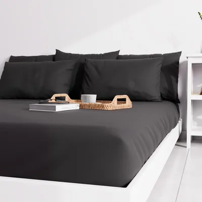 Immagine prodotto di Lenzuolo in cotone, 160 x 200 cm, nero, per la camera da letto