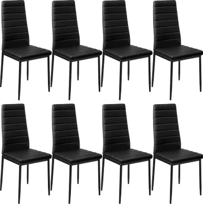 Image de Lot de chaises avec surpiqûre - noir, Lot de 8