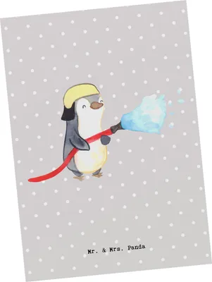 Produktbild von Mr. & Mrs. Panda Postkarte Feuerwehrmann Herz - Grau Pastell - Geschenk, Fotokarte, Ansichtskarte, Ausbildung, Feuer Löschen, einzelkarte, Freiwillige Feuerwehr