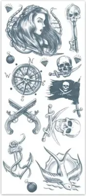 Produktbild von Pirat Klebe-Tattoo Set - Karneval Faschingskostüm