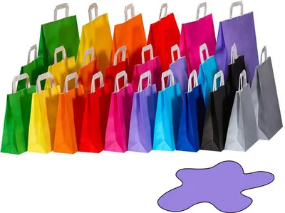 Produktbild von 50x Papiertragetaschen Papiertaschen Flachhenkel 18x8x22cm violett 70gr.