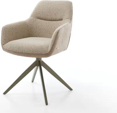 Produktbild von DELIFE Drehstuhl Pejo-Flex Materialmix Schlamm Kreuzgestell breit Effektfinish Titan 360° drehbar Wippfunktion Taschenfederkern