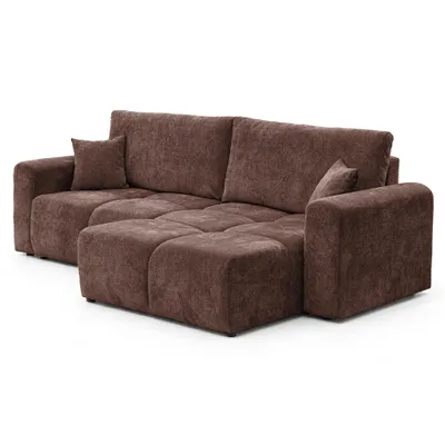 Image de Canapé d'angle rembourré IDOHOME-BALOO avec fonction couchage, coffre de rangement, rembourrage confortable et design moderne, idéal pour les salons et les chambres d'amis