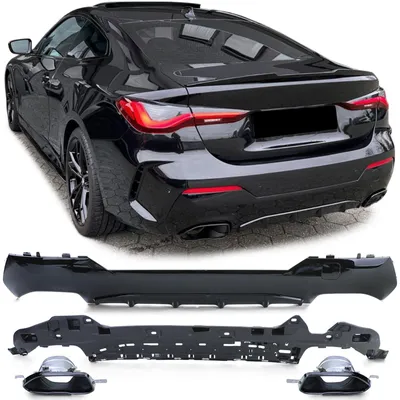 Produktbild von Stoßstange schwarz glänzend 440 + Endrohre für BMW 4er G22 G23 Heckdiffusor
