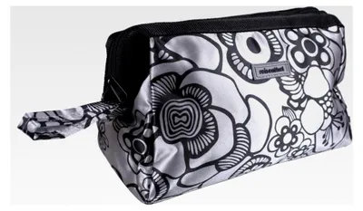Produktbild von Kosmetiktasche aus Kunststoff, schwarz mit Silber, 26 x 13,5 x 18 cm