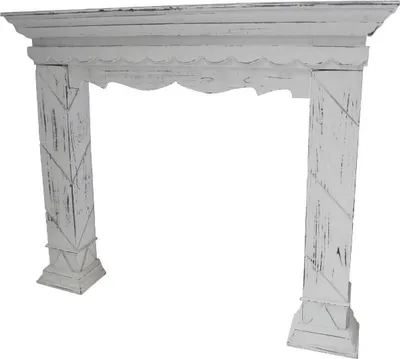 Produktbild von Casa Padrino Landhausstil Kaminumrandung Antik Weiß 116 x 22 x H. 99 cm - Handgefertigte Kaminumrandung im Shabby Chic Look
