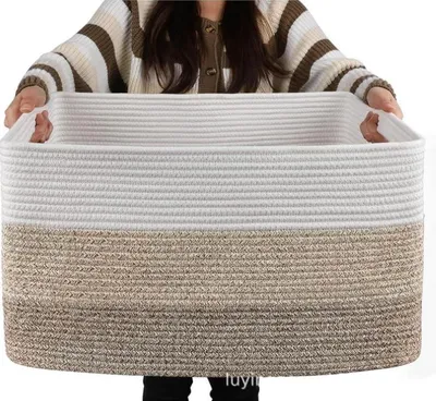 Image de Panier de rangement tressé en corde de coton