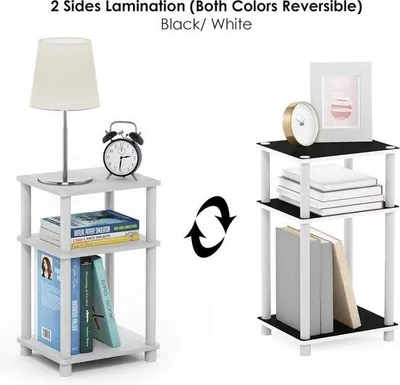 Produktbild von 3-Stufiger Nachttisch weiß mit weißem Rohr 115x134x228cm