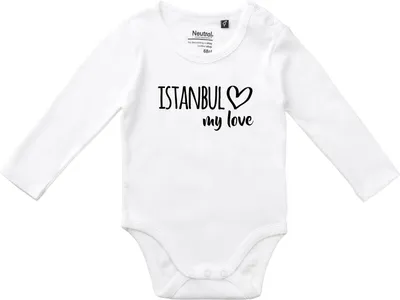 Produktbild von Huuraa Baby Body Istanbul my love 68 White  Baumwolle Fairtrade Langarmbody Geschenkidee