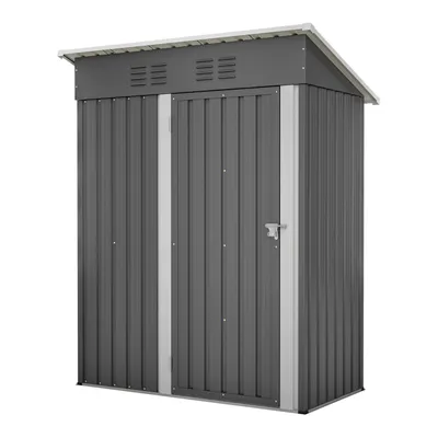 Produktbild von Gartenhaus Flachdach 152x84x182 cm Geräteschuppen mit abschließbarer Eintür Ohne Fenster 1,27 m² Lagerraum Dunkelgrau