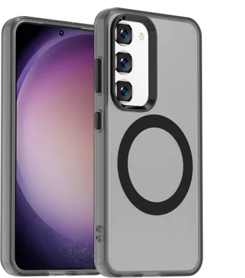 Immagine prodotto di Custodia per Samsung Galaxy S23, compatibile con MagSafe, sottile custodia semi-trasparente opaca antiurto per telefono Nero