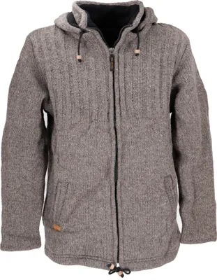 Produktbild von Strickjacke Uni Wolljacke Nepaljacke Braun - Modell 28, Herren, Wolle, Größe: XXL