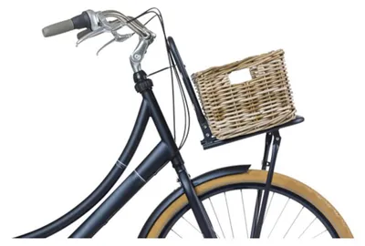 Produktbild von Fahrradkorb vorne Basil DAX S Rattan handgeflochten grau Einkaufskorb