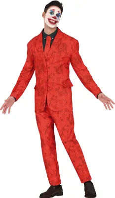 Immagine prodotto di Clown Movie Hero Costume Halloween Outfit Jolly Jester Cartoon Suit Smile Shirt Red Fun Comic Masquerade Fantastic Character Colourful Design Jacket Party Clothes Carnival, Taglia: 52 - 54 (L) Colore: Red