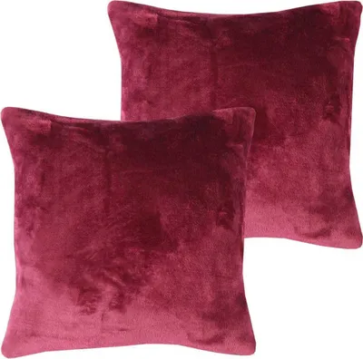 Produktbild von Dekokissen Kuschel "Celina" 2er Pack, in der Größe "50 x 50cm" - Aubergine - Kissenbezug mit Reißverschluss