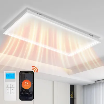 Immagine prodotto di Jayseuw riscaldatore a soffitto a infrarossi 770W | Con luce bianca fredda/calda - Fino a 10 m² - Telecomando - Protezione bordi - Dimmerabile - Lampada - Riscaldatore