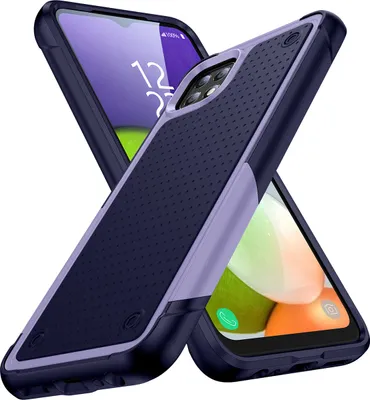 Produktbild von Für Samsung Galaxy A22 5G Hülle Militärqualität Stoßfest Hybrid 2 in 1 Hart PC Weich TPU Handyhülle Lila Blau