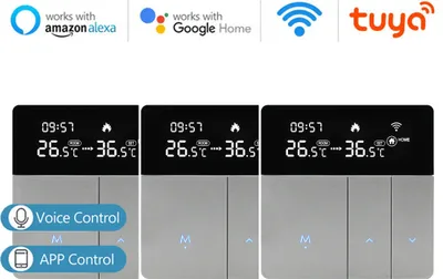 Obrázek produktu pro 3X WIFI Smart pokojový termostat Termostat, ohřívač vody, Wifi podlahové vytápění APP Control Voice Heater Kompatibilní s Alexa/Google pro domácí pokojové termostaty
