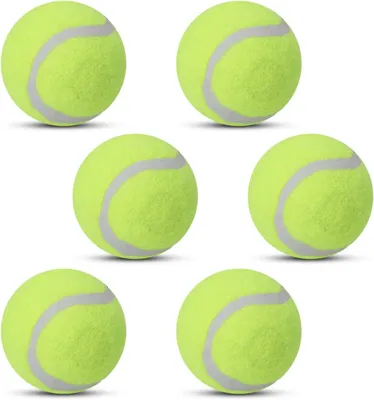 Produktbild von Tennisbälle 6 Stück, elastischer Gummikern, mit Filz, für Training und Hundespiele