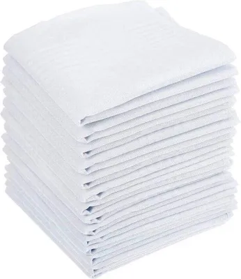 Zdjęcie produktu dla Uniqoos® – Zestaw 15 białych, bawełnianych chusteczek do nosa, duże chusteczki kieszonkowe o wymiarach 40 x 40 cm, miękkie i dobrze chłonące, dla mężczyzn i kobiet