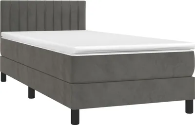Immagine prodotto di vidaXL Letto a molle con materasso grigio scuro 90x200 cm in velluto