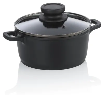 Immagine prodotto di Casseruola, 1,0 L, con coperchio, nera, antiaderente, senza PFAS/PTFE, in alluminio fuso - Kela | Atura