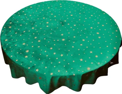 Obrázok produktu pre Okrúhly obrus - Vianočný - Vianočný obrus - Zelený - Zlaté hviezdy - Ø 160 cm