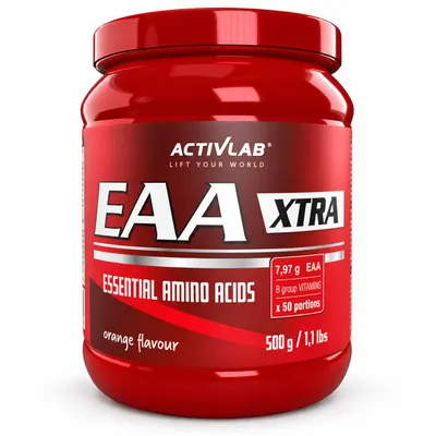 Produktbild von Activlab EAA Xtra 500 g, Orange, 8 essentielle Aminosäuren, 7,97 g EAA pro Portion, B-Vitamine, ca. 50 Portionen