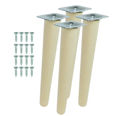 Produktbild von Schräge Buchenbein UNIQ 25 cm mit Montageplatte Rohbuche 4 Stück