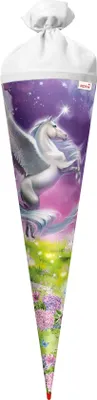Produktbild von ROTH Schultüte groß Magic Pegasus 70 cm rund Rot(h)-Spitze Filzverschluss Zuckertüte Schulanfang