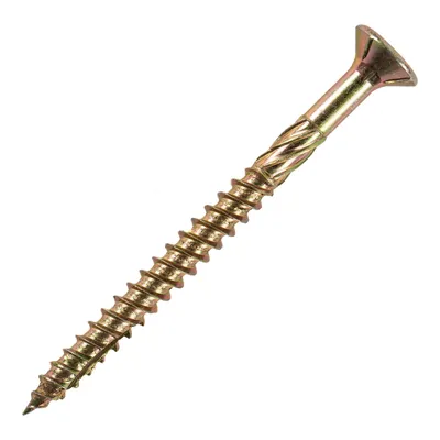 Produktbild von STIER Senkkopf Spanplattenschraube, 100 Stück, 6x80, Stahl galvanisch verzinkt, chromatiert, selbstschneidende Spitze, gelb, Teilgewinde, Fräskopftechnologie