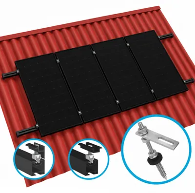 Produktbild von Basis-Montageset Klickfix 300mm, Wellblech/Faserzement schwarz – Befestigung für Solarmodule, PV-Halterung, Schrägdach/Flachdach