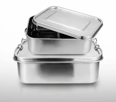 Obrázok produktu pre Sada obedárov z nehrdzavejúcej ocele s nádobami na uchovanie čerstvosti – 800 + 1400 ml – nepretekajúce a vzduchotesné nádoby na prípravu jedál – bez BPA