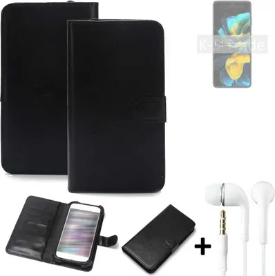 Produktbild von K-S-Trade Wallet Case Handyhülle kompatibel mit Huawei Pocket S Schutzhülle Flip cover Flipstyle Tasche Hülle Flipcover Slim Bumper schwarz + in