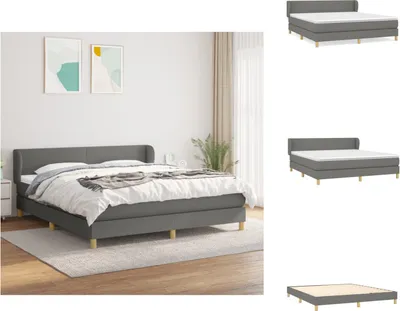 Produktbild von vidaXL Boxspringbett mit Matratze Dunkelgrau 160x200 cm Stoff -  Betten & Bettgestelle