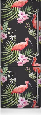Produktbild von Magnetfolie Magnete Küche Kühlschrank Dekoration 70x190 cm - Schwarzer Flamingo.
