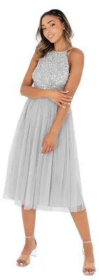 Produktbild von Maya Deluxe Damen Maya Deluxe Embellished Halter Neck Midi Bridesmaid Dress, Sof